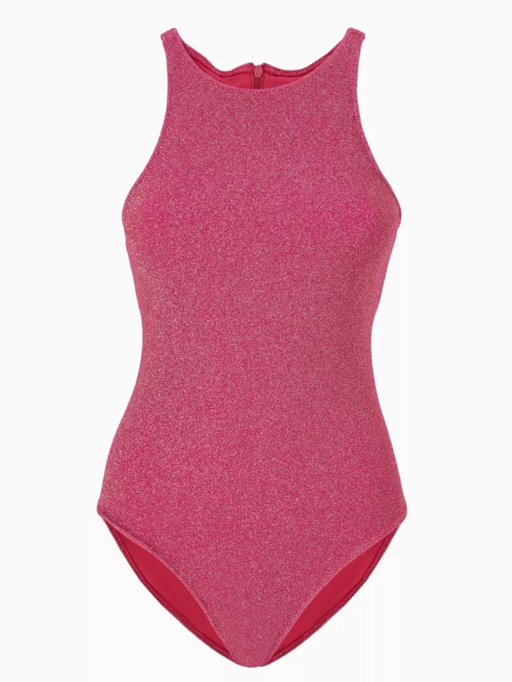 Good American 2 Hawiian Pink Sparkle High Neck One Piece Swim Swimsuit Racerback - Picture 4 of 15